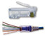 Platinum Tools Cat 6 EZ-RJ45 modular connectors 50 pack with clear storage case and assembled connector showing blue body wi…