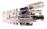 Platinum Tools EZ-RJ45 strain reliefs in clear and black plastic, 50-pack for Cat6+ network cabling