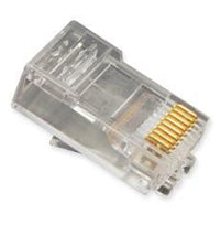 Platinum Tools Cat5e RJ45 modular connectors for round solid cable in clear plastic jar containing 100 pieces with gold-plat…