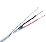 18 gauge 2 conductor stranded shielded cable with exposed twisted copper wires and gray protective jacket