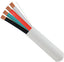 18/4 plenum audio cable with white jacket showing four color-coded internal conductors and copper connectors