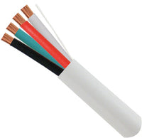 18/4 audio cable with white jacket and four colored conductors - 500ft spool for structured cabling