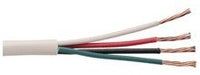 22 gauge 4 conductor stranded plenum multi-conductor cable showing white jacket with red, black, green, and copper conductors