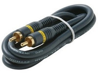 Steren High Performance RCA to RCA audio cable with gold-plated connectors and black jacket, 100 feet long