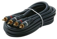 Steren High Performance 2 RCA to RCA cable 50ft with gold-plated connectors and black jacket coiled for display