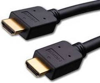 Two black HDMI cables with gold-plated connectors displayed side by side showing male HDMI connectors