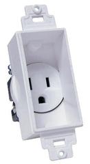 Midlite recessed Decora power receptacle in white with standard 125V 15 amp outlet and mounting bracket for in-wall installa…