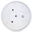 2GIG wireless glass break detector with white circular casing and four colored sensor dots on detection surface