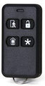2GIG 4-button key ring remote with black finish showing four function buttons for arming, disarming, home, and emergency con…