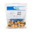 25-pack of yellow Cat5e EZ modular keystone jacks with packaging showing product details and barcode