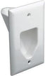 White 1-gang recessed low voltage cable plate with rectangular opening for structured cabling