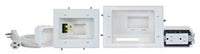 Datacomm Recessed Pro-Power Kit with Straight Blade Inlet components including wall plate, receptacle box, and power cord
