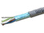 Wavenet Cat6e shielded network cable with grey jacket and blue shielding, showing twisted pair conductors inside protective …