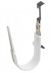 White polypropylene J-hook with bat wing design and metal hardware for cable management in server racks