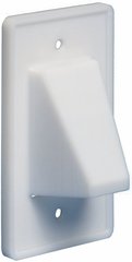 White single gang reversible cable entrance plate with mounting holes for structured cabling installations