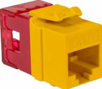 Yellow Cat 6A HD modular keystone jack with red connector module, IC1078GAYL networking hardware
