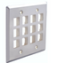 Wavenet stainless steel 12-port faceplate with rectangular openings for network cabling and mounting holes