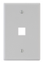 White single gang oversized faceplate with one square port opening for network cabling