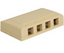Ivory 4-port elite surface mount box for network cabling, showing four rectangular port openings on top