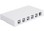 White 6-port elite surface mount box with cable management ports for network cabling infrastructure