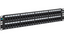 ICC 48-port Category 6A patch panel with dual rows of RJ45 ports mounted on black rackmount frame for network cabling infras…
