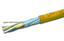 Cat 6e shielded networking cable with yellow jacket, showing twisted pair wires inside protective shielding for structured c…