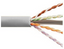 Cat6A 650 MHz 10Gig CMP network cable spool showing twisted pair conductors in orange, green, blue and pink with gray sheath…