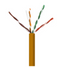 Cat 6 plenum cable with orange jacket showing twisted copper wire pairs inside cross-section view