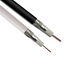 RG-6/U coaxial cable in white and black with braided shielding and copper connectors for CATV applications