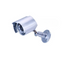 Silver cylindrical IR bullet security camera with metal mounting bracket and 4mm lens for 45+ feet coverage