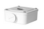 White mini bullet camera junction box with cable entry port and mounting screws for network cabling installations