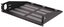 Black 2U vented rack mount shelf with ventilation slots and mounting brackets for server rack cable management