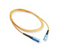 SC-SC simplex multimode fiber jumper cable with yellow jacket and blue connectors, 1 meter length