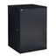 Black 18U wall-mounted server rack cabinet with solid front door and cable management features for network infrastructure