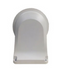 White aluminum wall mount bracket for dome cameras with curved top and rectangular mounting plate