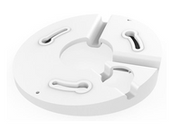 White tilted wedge mount for fixed dome cameras with multiple cable routing slots and mounting points