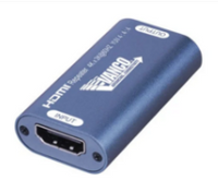 VAN-HD4KRPTR 4K UltraHD HDMI in-line repeater with blue casing and dual HDMI ports for signal extension
