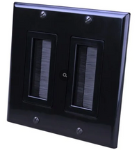 Dual Gang Decor Style Brush Bulk Cable Wall Plates - Black