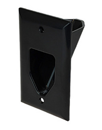 Datacomm 1-Gang Recessed Low Voltage Cable Plate, Black