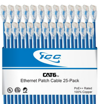 ICC Cat6 Clear Boot Patch Cord - 10ft - 25 Pack - Blue
