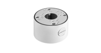 White cylindrical junction box with mounting flange and cable entry holes for B7 mini bullet cameras