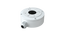 White aluminum junction box for bullet cameras with circular mounting plate and cable entry port
