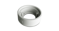 White vandal dome camera junction box with cable entry ports and mounting holes for IP camera installation