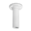 White cylindrical ceiling mount for DWC PTZ camera with flush mounting plate and cable passage