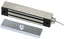SECO-LARM weatherproof electromagnetic gate lock with 600 lb holding force, includes metal strike plate and mounting hardware