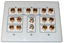 Vanco 7.2 surround sound 3-gang white speaker wall plate with six speaker terminals and audio connectors