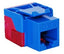 Blue and red ICC Cat 6 EZ modular keystone jack with push-tab connector for structured cabling installation