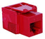 Red ICC Cat 6 EZ modular keystone jack connector with push-pull tabs for structured cabling installation