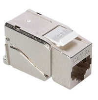 ICC Cat 6A shielded modular keystone jack with metal housing and RJ45 connector port for network cabling installations