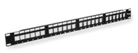 24-port blank patch panel for 1RMS rack mount with cable management slots